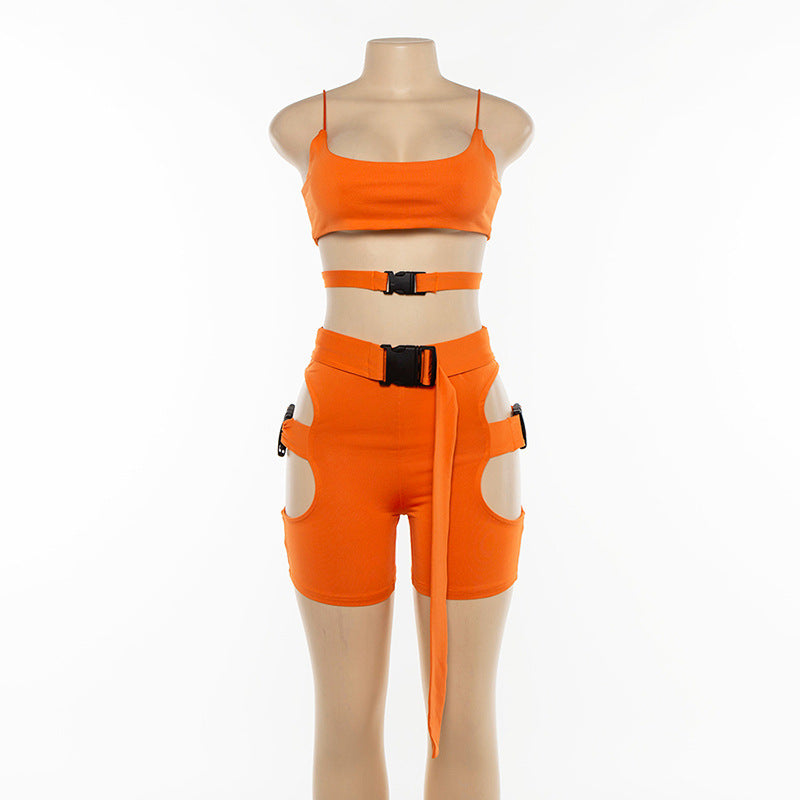Summer Women’s Sporty Set with Hollow Backpack Buckle