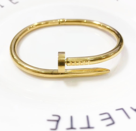 Gold Nail Bracelet - 18K Rose Gold Titanium Steel (One)