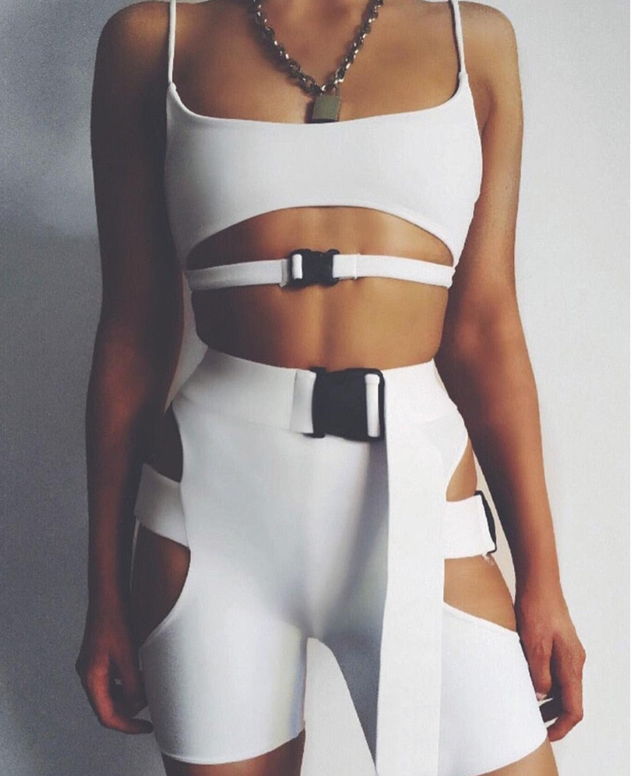 Summer Women’s Sporty Set with Hollow Backpack Buckle