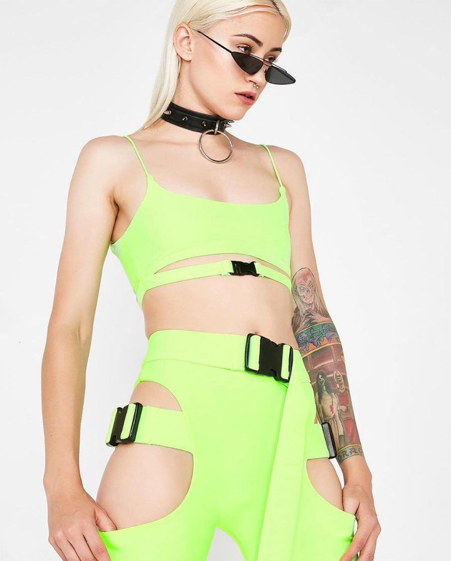 Summer Women’s Sporty Set with Hollow Backpack Buckle